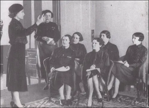Mary Richardson (back left) looks on during a speakers' class for women members of the British Union of Fascists.