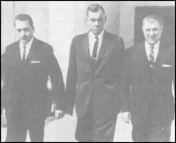 Clint Hill, Roy Kellerman, and William Greer aftergiving evidence to the Warren Commission (March, 1964)