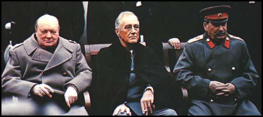 Winston Churchill, Franklin D. Roosevelt and Joseph Stalin at Yalta