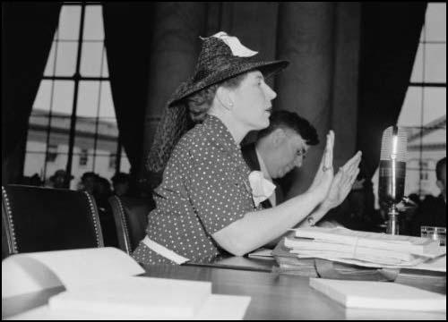 Dorothy Detzer testifying before a Senate Committee in 1939