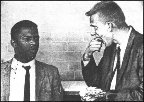 John Lewis and James Zwerg, two Freedom Ridersbeaten up by a white mob in Montgomery, Alabama.