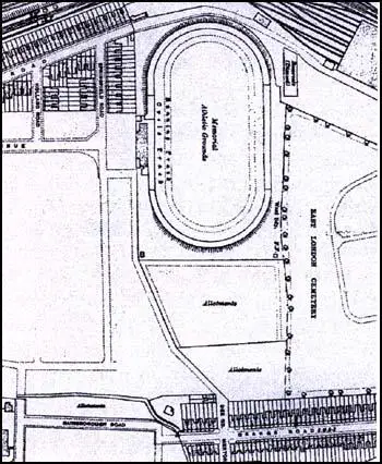 Early map showing the location of the Memorial Grounds