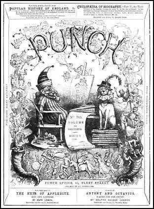 Punch front cover that first appeared in January1849. The cover was designed by Richard Doyle