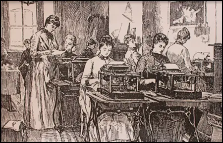 Women being trained for office work (c. 1860)