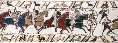 Section 23: Harold swears fealty to William of Normandy, Bayeux Tapestry (c. 1090)