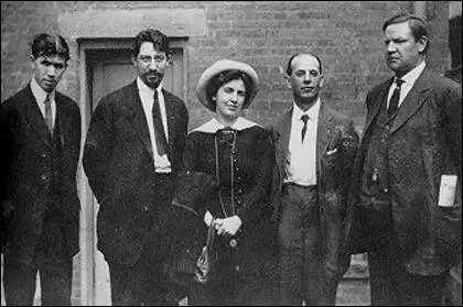 Patrick L. Quinlan, Carlo Tresca, Elizabeth Gurley Flynn, Adolph Lessig and Bill Haywood during the Paterson Silk Mill (1913)