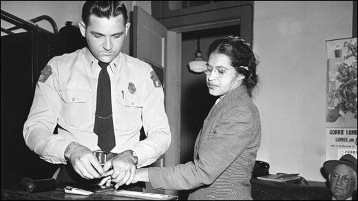 Rosa Parks having her fingerprints taken after her arrest on 1st December, 1955.