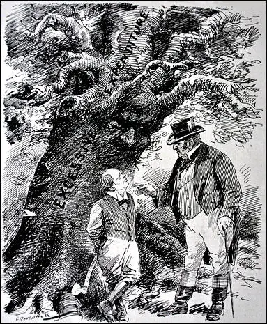 John Bull : "Who failed to cut the tree down?" Winston Churchill: "I will not tell a lie. With my little hatchet I have failed to make much impression. But I will keep trying. " Leonard Raven-Hill, Last Orders (5th May, 1926)