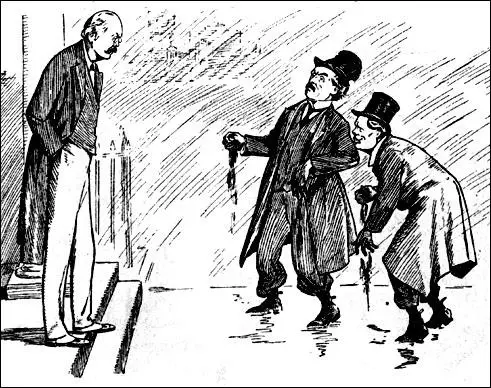 Arthur Balfour: "I am afraid, gentlemen, that it is this persistent mud-throwing you only waste your time!" Winston Churchill: "Not a bit of it, we're qualifying for high positions in the next Liberal Government." Cartoon in The Pall Mall Gazette (18th April, 1905)