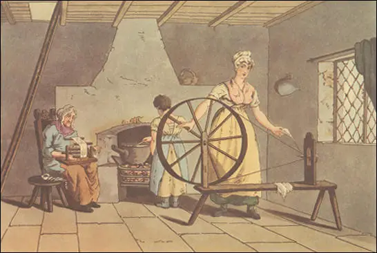 (Source 1) This painting of a spinning-wheel appeared in George Walker, The Costume of Yorkshire (1814)