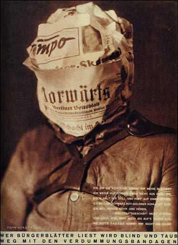 John Heartfield, Those who read capitalist newspapers will become blind and deaf, Arbeiter-Illustrierte-Zeitung (AIG) (February 1930) (Copyright The Official John Heartfield Exhibition & Archive)