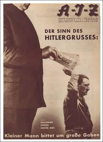 John Heartfield, The Meaning of the Hitler Salute: Little Man Asks for Big Gifts (October, 1932) (Copyright The Official John Heartfield Exhibition & Archive)