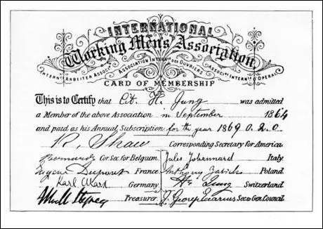International Workingmen's Association membership card (1864)