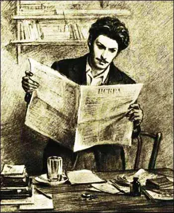 Joseph Stalin reading Iskra