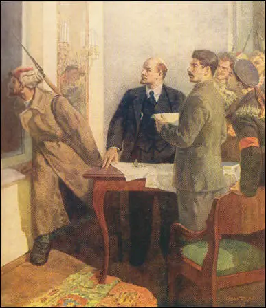 Stepan Ilich Dudnik, Lenin and Stalin hear the opening guns of the cruiser Aurora (c. 1930)