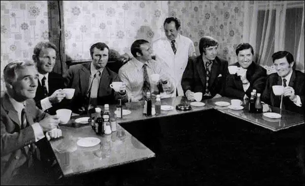 Reunion at Cassatarri's: Jimmy Andrews, Dave Sexton, Noel Cantwell, Malcolm Allison, Phil Cassatarri, John Bond, Frank O'Farrell and Malcolm Musgrove (10th November, 1971)