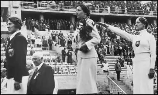 Ellen Preis, Ilona Elek and Helene Mayer at the 1936 Olympic Games.