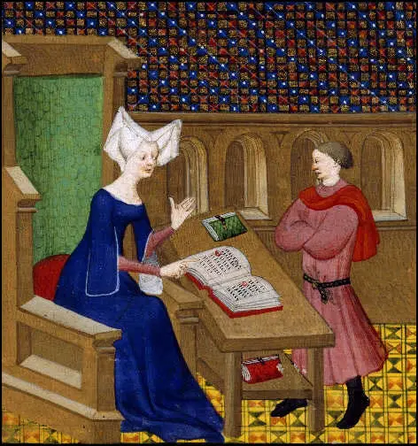 Christine de Pisan instructs her son, Jean de Castel (c. 1413)