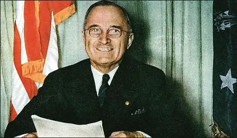 Harry Truman making his first Presidential address televised from the White House