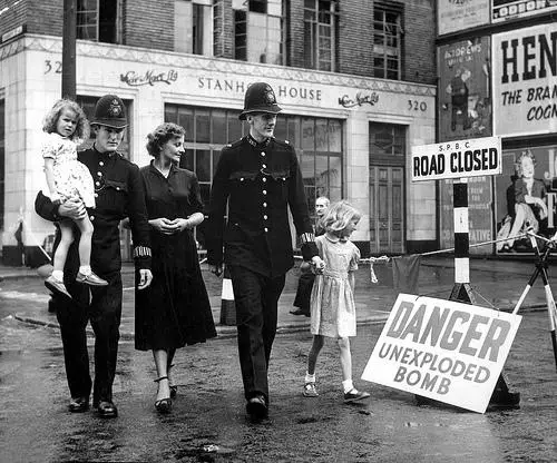 A 2,500 pound German unexploded bomb opposite University College Hospital (1941)