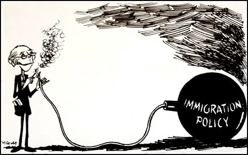 Vicky, cartoon showing Harold Wilson, Aneurin Bevan, Michael Foot, Ian Mikardo attacking Herbert Morrison, Clement Attlee and Hugh Gaitskell (July, 1951)