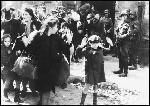 Jewish women and children being rounded-up in Warsaw