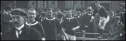 The Welsh team walking out against Ireland (March, 1906)