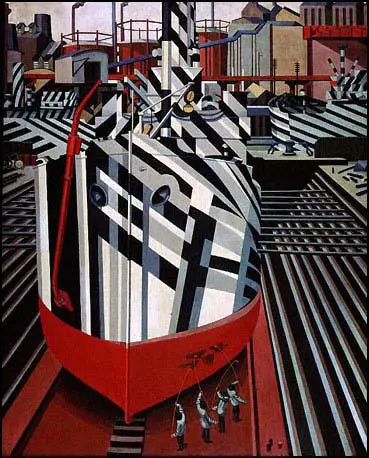 Edward Wadsworth, Dazzle-Ships in Drydock at Liverpool (1919).