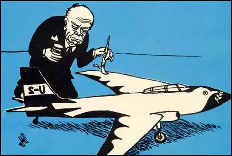 Soviet cartoon showing Dwight Eisenhower during the U2 Crisis (May, 1962)