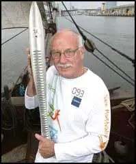 Peter Norman with the Commonwealth Games Baton (2006)