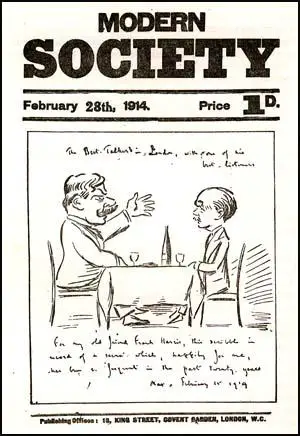 Drawing by Max Beerbohm of Frank Harris and himself at dinner. Beerbohm wrote: The Best Talker in London, with one of his best listeners.