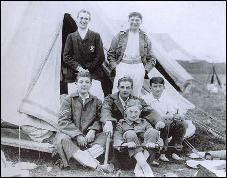 Roland Leighton is on the left of the front row at the OTC camp in 1913.