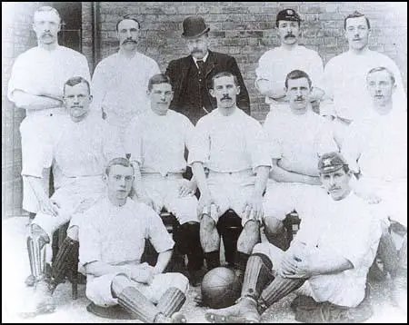 Blackburn Rovers with the FA Cup in the 1889-90 season. From left to right, back row:James Southworth, Jack Southworth, Richard Birtwistle, John Horne, George DewarMiddle row: Joseph Lofthouse, Harry Campbell, Johnny Forbes, Nathan Walton,Billy Townley. Front row: John Barton and James Forrest.