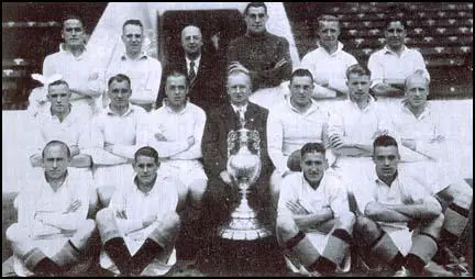 The 1936-37 Championship team. Back row (left to right) Keller McCullough, Billy Dale, Frank Swift, Bobby Marshall, Jackie Bray. Middle: Ernie Toseland, Alec Herd, Fred Tilson, Wilf Wild, Sam Barkas, Peter Doherty, Eric Brook. Front: Jimmy Heale, Joe Rodgers, Gordon Clark and Peter Percival.