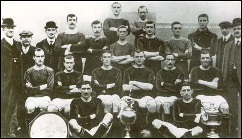 The 1908 championship-winning side. Ernest Mangnall is on the far right of the picture.