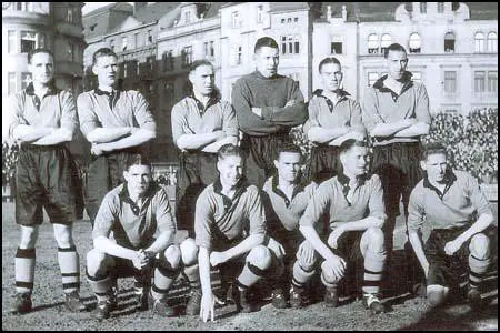The Wolves team in 1938. Back row from left to right: Bill Morris, Dennis Westcott,George Ashall, Alex Scott, Jack Taylor, Tom Galley. Front row: Dicky Dorsett, Bill Parker, Bryn Jones, Joe Gardiner and Teddy Maguire