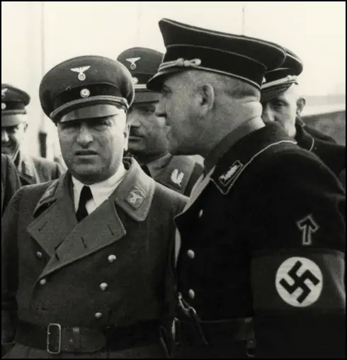 Robert Ley and Theodore Eicke inspecting Dachau in 1936.