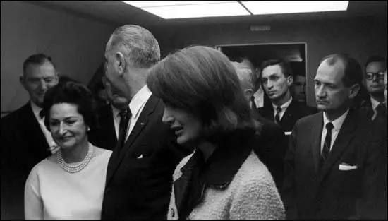 Albert Thomas (far left) with Lyndon Johnson on the day that John F. Kennedy was assassinated.