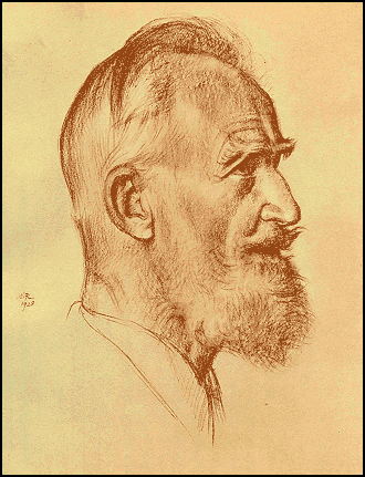 Drawing of George Bernard Shaw by William Rothenstein.
