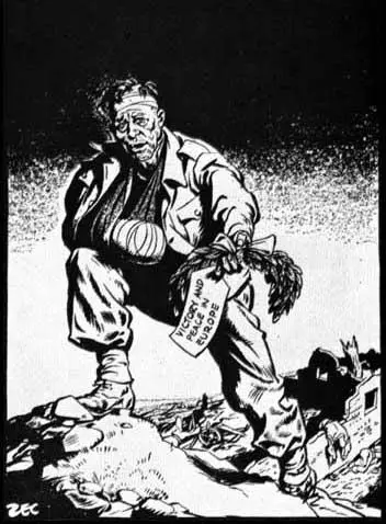 "Here you are! Don't lose it again." Philip Zec, The Daily Mirror (8th May, 1945)