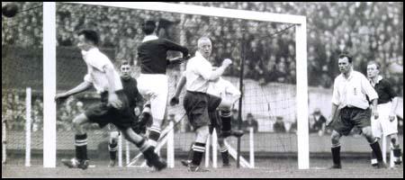 Gallacher far right playing for Scotland against England in 1934.