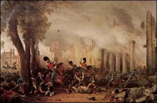 The Dragoons attacking the crowd at Bristol on 31st October, 1831.