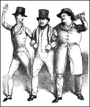 John Doyle, drawing of Sir Francis Burdett, Joseph Hume and Daniel O'Connell celebrating Catholic Emancipation (1829)