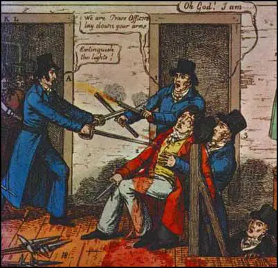 Drawing of Arthur Thistlewood killing Richard Smithers