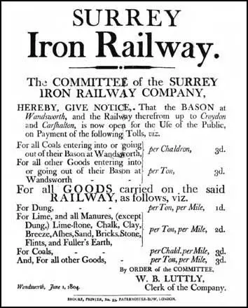Poster for the Surrey Iron Railway