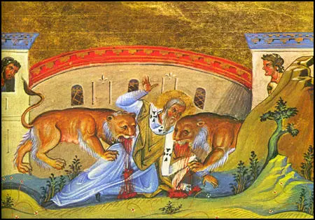 Painting showing the death of Ignatius, the Bishop of Antioch in about AD 67