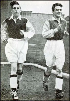Len Shackleton with Bobby Daniel at Highbury. Daniel joined the RAFon the outbreak of the Second World War and was killed on 23rd December 1943.