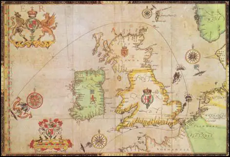 English chart showing the route of the Spanish Armada (c. 1590)