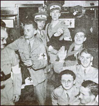 Members of the British Medical Unit leaving on 23rd August 1936.Kenneth Sinclair-Loutit is standing in the middle of the photograph.