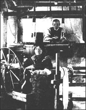 Photograph of weaver and spinner in Wales.